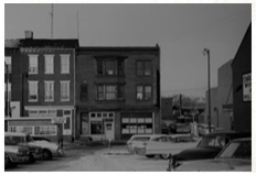 A black and white image of the original Feeser's Food Distribution warehouse in Harrisburg, Pennsylvania.