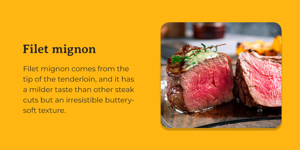 a picture of a filet mignon on a yellow background