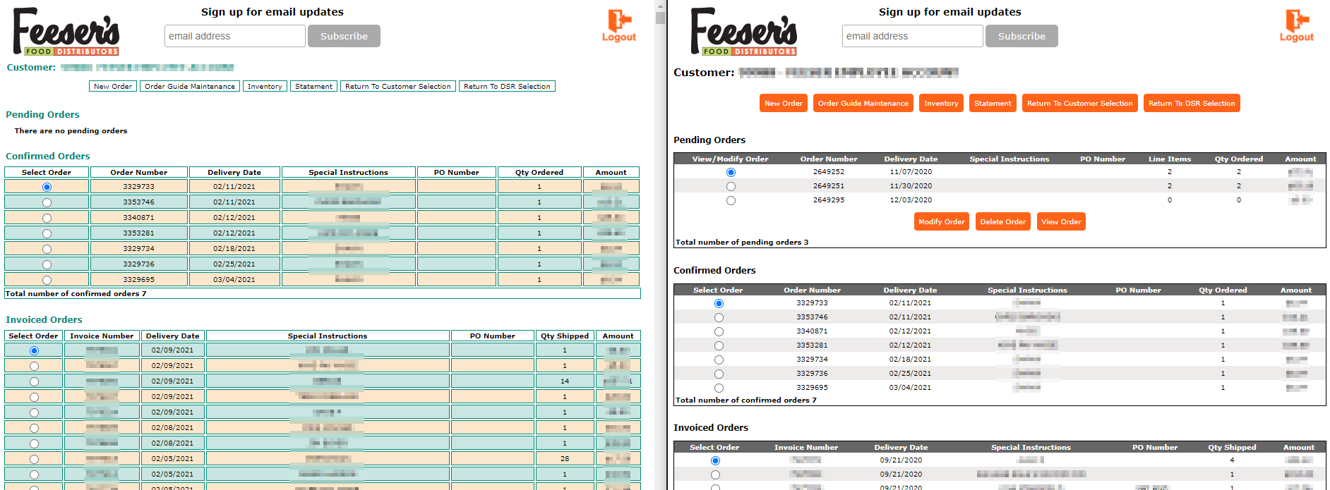 Order Entry Branding Current vs New