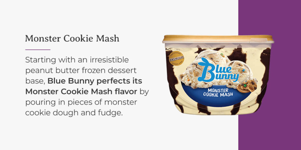 a container of blue bunny monster cookie mash ice cream