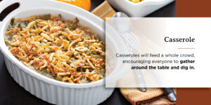 a casserole dish with graphic