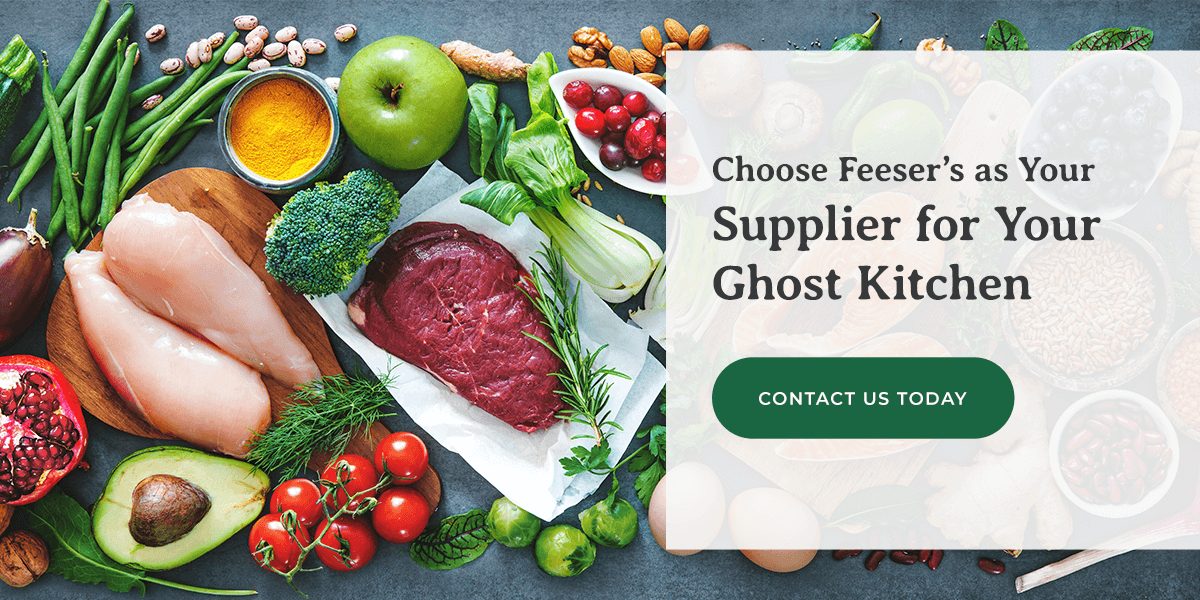 an advertisement for feeser 's as your supplier for your ghost kitchen