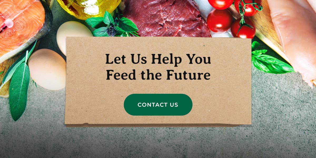 a card that says let us help you feed the future