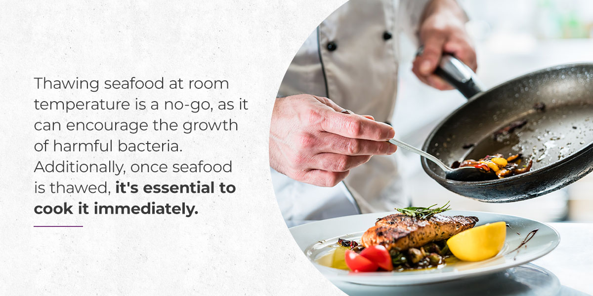 a chef plating seafood with seafood temperature cooking warning