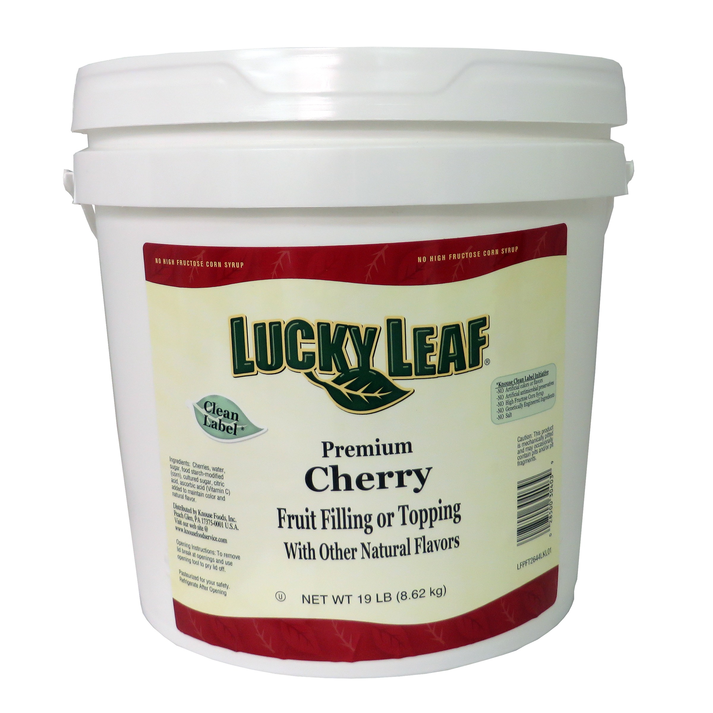 LUCKY LEAF ‘Clean Label’ Premium CHERRY Fruit Filling or Topping – 19# ROUND PAIL