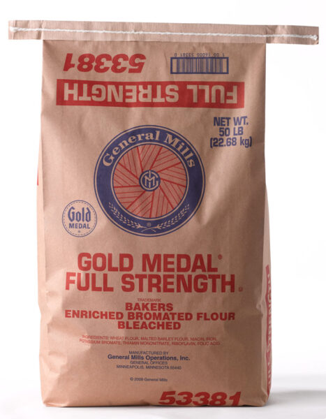 Gold Medal(TM) Full Strength(TM) Bakers Flour Bleached/Bromated/Enriched/Malted 50 lb