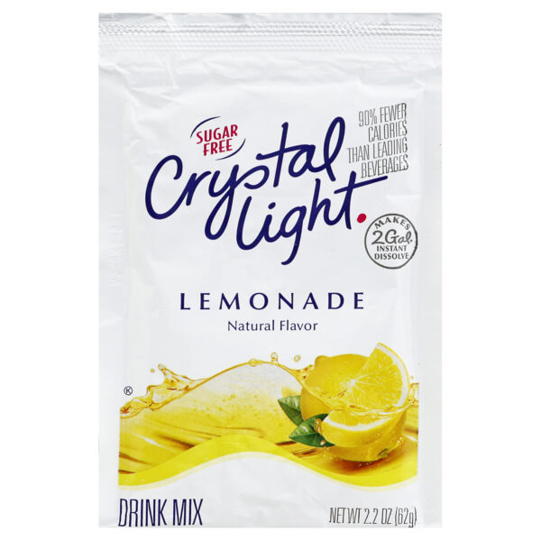 CRYSTAL LIGHT Sugar Free Lemonade Powdered Beverage Mix, 2.2 oz. Pouch (Pack of 12)