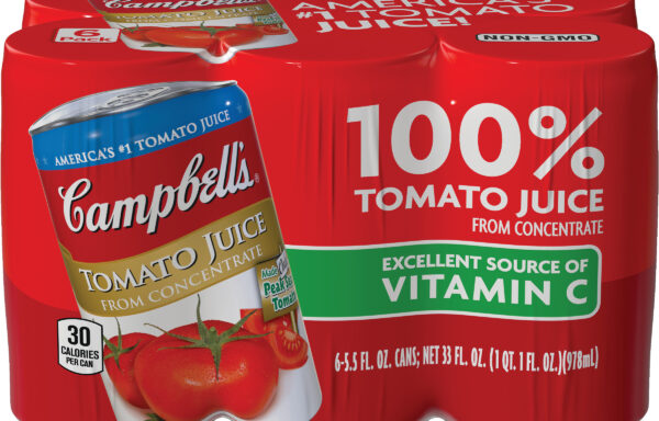 Campbell’s Tomato Juice, 100% Tomato Juice, 5.5 oz Can, (Pack of 6)