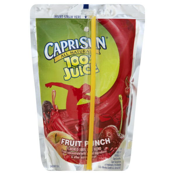 Capri Sun Fruit Punch Flavored 100% Juice Blend From Concentrate With Added Ingredient and Other Natural Flavor, 6 oz. Pouches, 40 Per Case