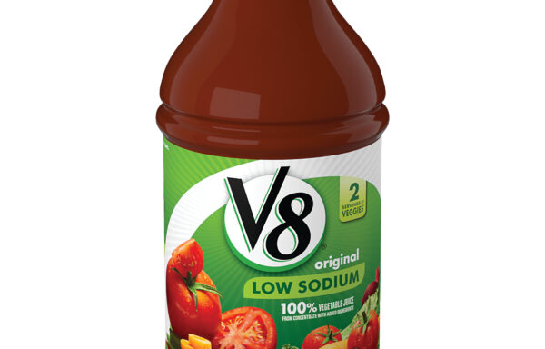 V8 Low Sodium Original 100% Vegetable Juice, 46 FL OZ Bottle (Pack of 6)