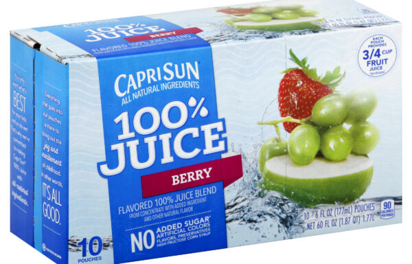 Capri Sun 100% Juice Blend Berry flavored with other natrual flavor and added ingredient Pouches 6 oz, 40 ct Casepack, 4 boxes of 10