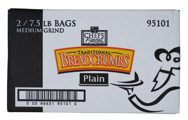 Chef’s Finest 2-7.5LB Medium Grind Plain Breadcrumbs, Bags