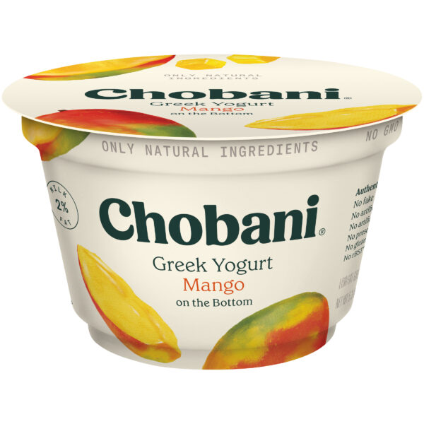 Chobani Reduced Fat Greek Yogurt Mango on the Bottom 5.3oz