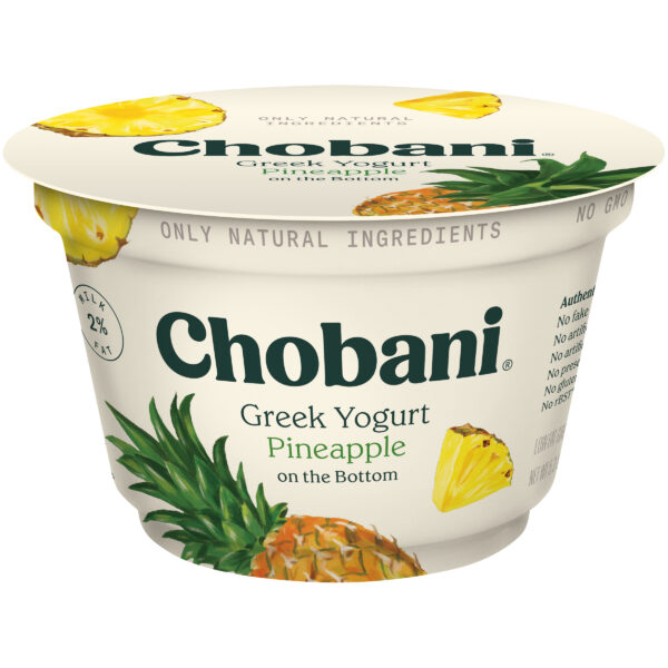 Chobani Reduced Fat Greek Yogurt Pineapple on the Bottom 5.3oz