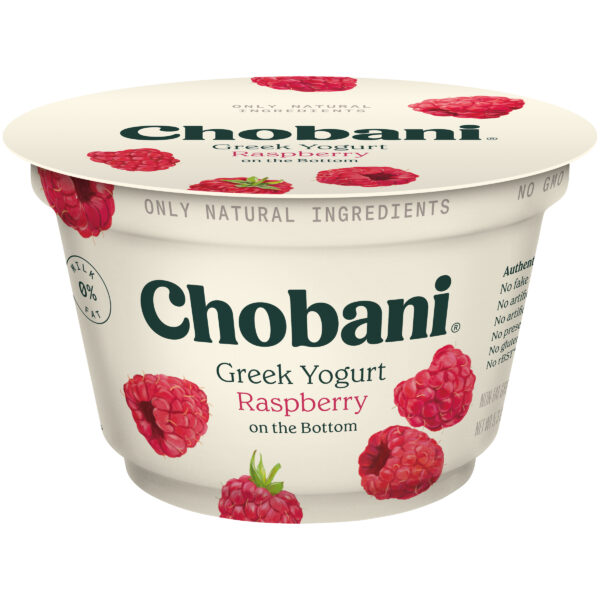 Chobani Nonfat Greek Yogurt Raspberry on the Bottom 5.3oz