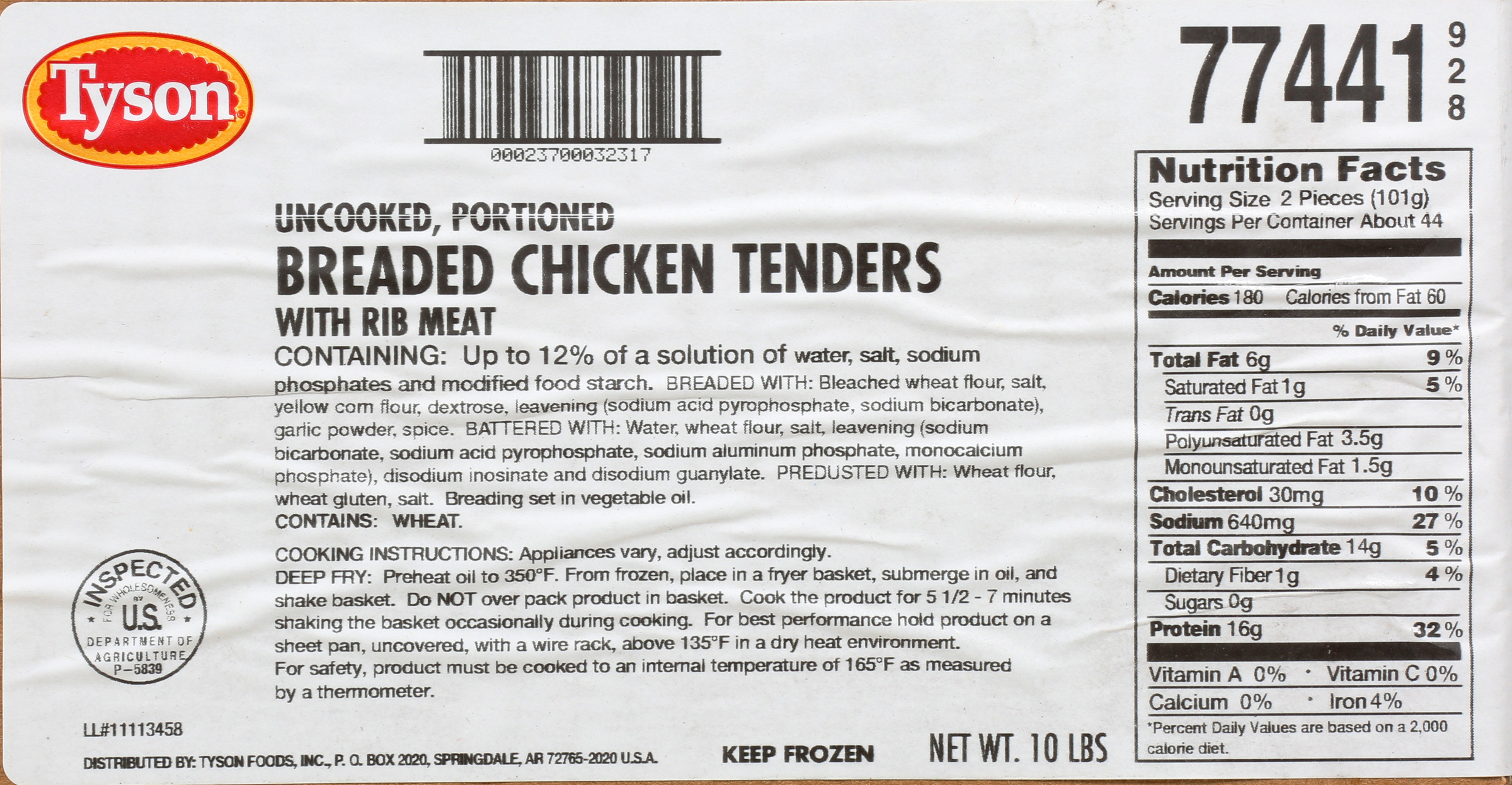 Tyson Uncooked Breaded Select Cut Chicken Tenders - Feesers