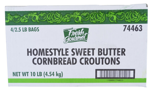 Fresh Gourmet 4-2.5 LB Homestyle Sweet Butter Cornbread Croutons, Bags