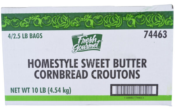 Fresh Gourmet 4-2.5 LB Homestyle Sweet Butter Cornbread Croutons, Bags