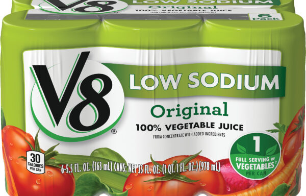 V8 Low Sodium Original 100% Vegetable Juice, 5.5 fl oz Can (48 Pack)