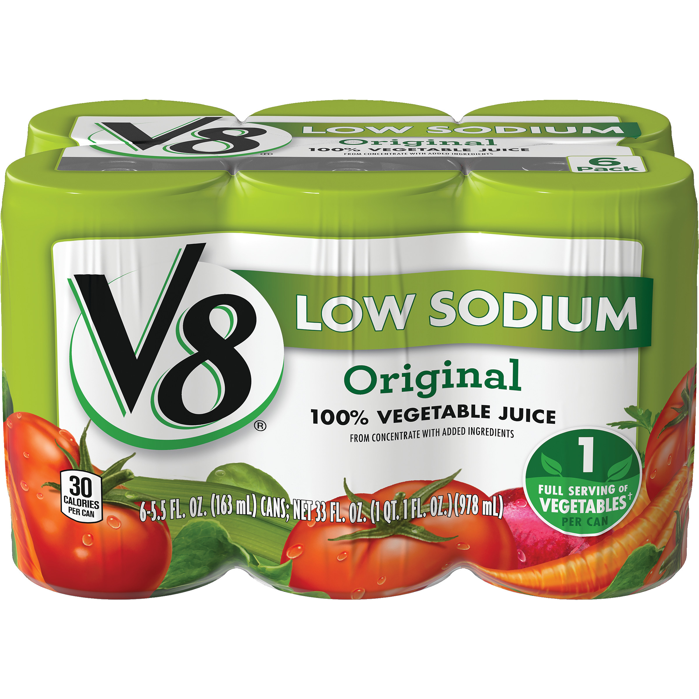 V8 Low Sodium Original 100 Vegetable Juice 5.5 fl oz Can 48 Pack Feesers