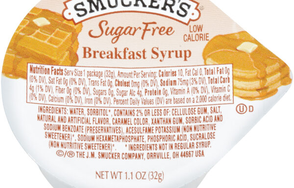 Smucker’s 1.1 Ounce Sugar Free Breakfast Syrup Plastic 100 Count Case