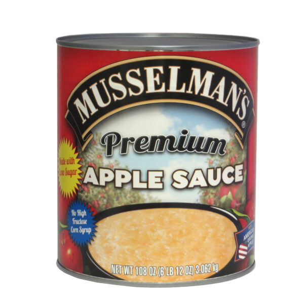 MUSSELMAN’S Premium APPLE SAUCE – 6/108 Oz Cans