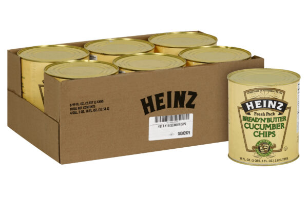 Heinz Bread & Butter Cucumber Chips, 6 ct Casepack, 6.2 lb Cans