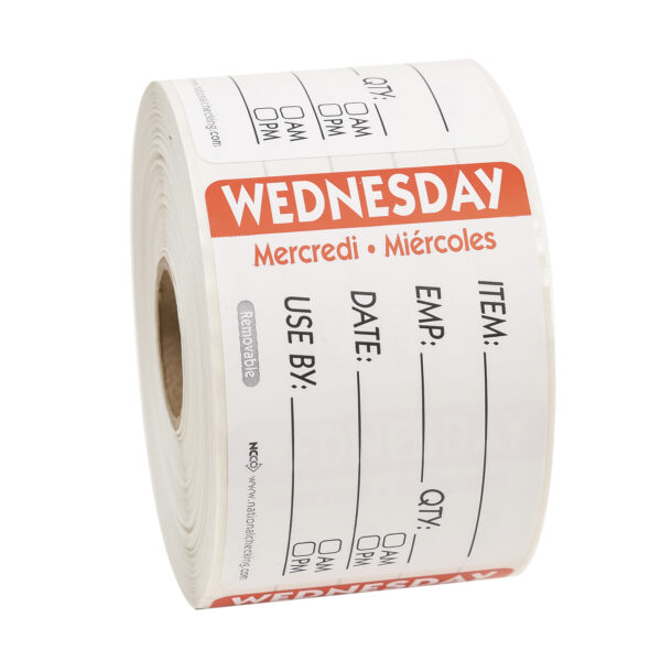 2″ x 3″ Removable Item/Date/Use By Trilingual Labels Wednesday