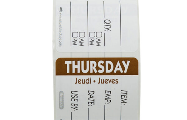 2″ x 3″ Removable Item/Date/Use By Trilingual Labels Thursday