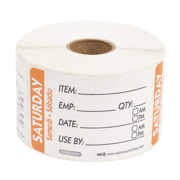 2″ x 3″ Removable Item/Date/Use By Trilingual Labels Saturday