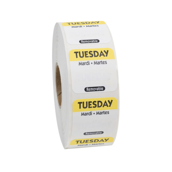 1″ x 1″ Removable Trilingual Labels Tuesday