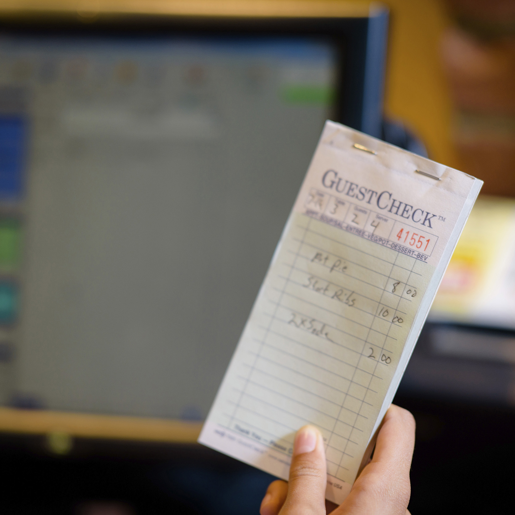 Guest Check 2 Part Carbonless Green 17 Line Feesers