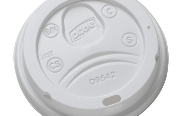 DIXIE 16 TO 20 OUNCE DOME PLASTIC HOT CUP LIDS, LARGE, WHITE, 10 PACKS / 100 COUNT PER PACK