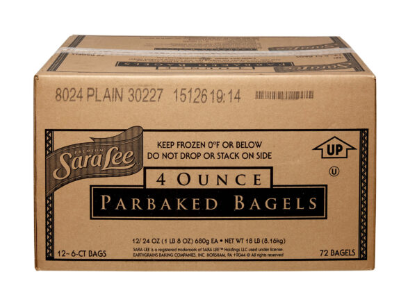 SARA LEE BAGEL, 4OZ PLAIN, PB UNSLICED 72CT 12-6PKS