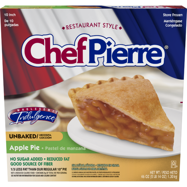 Chef Pierre Traditional Fruit Pie 10″ Unbaked No Sugar Added Apple 6ct/46oz