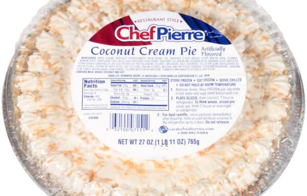 Chef Pierre Cream Pie 10″ Classic Coconut 6ct/27oz