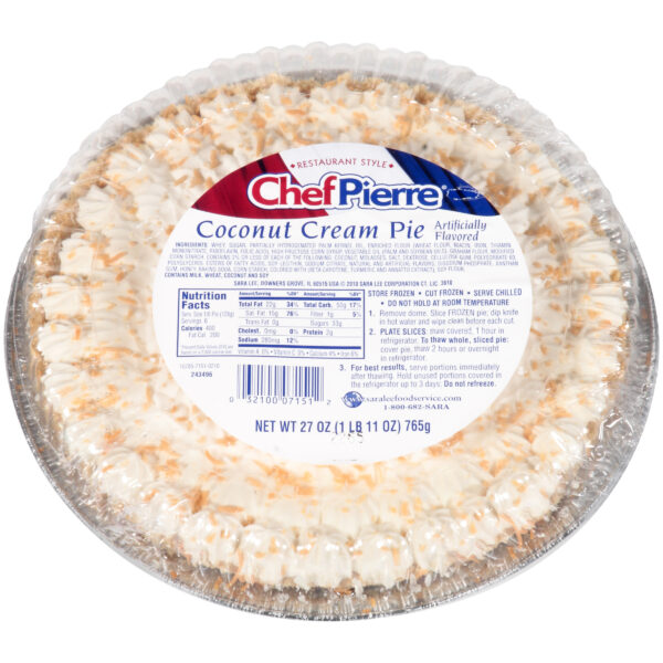 Chef Pierre Cream Pie 10″ Classic Coconut 6ct/27oz