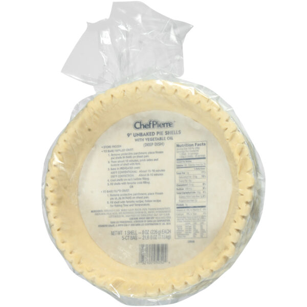 Chef Pierre Unbaked Pie Crust 9″ Deep Dish Vegetable Shortening 4 bags/5ct/8oz