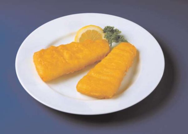 1/10 LB Oven Ready Battered Cod Wedge 3 oz, Kosher, CN