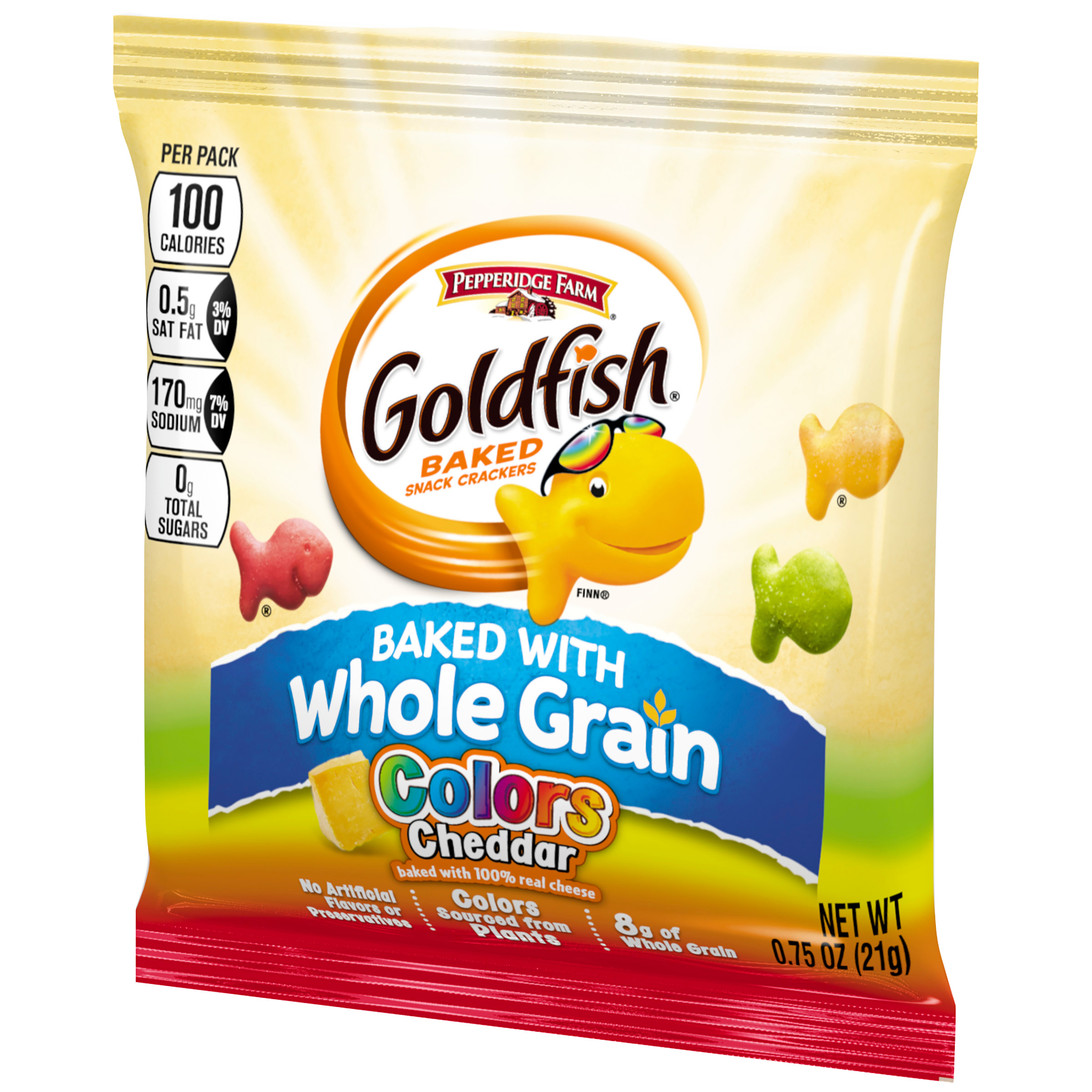 SNACK FOODS, GOLDFISH, CHEDDAR, COLORS, WHOLE GRAIN - Feesers