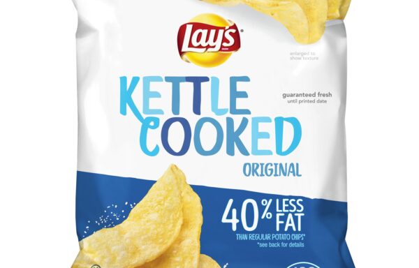 Lays Kettle Cooked Original 40% Less Fat Potato Chips 1.375 ounce/64 Plastic Bag