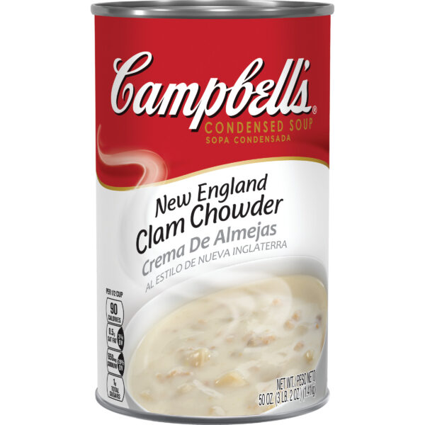 Campbell’s Condensed New England Clam Chowder, 50 Ounce Cans, 12-Pack