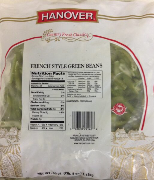 French Style Cut Green Beans 12/2.5#
