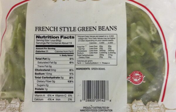 French Style Cut Green Beans 12/2.5#