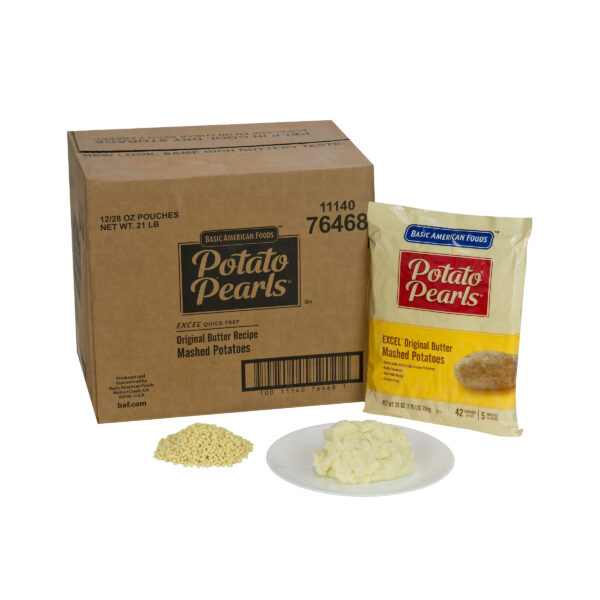 Potato Pearls EXCEL Original Butter Mashed Potatoes, 504 servings (4 OZ) per case, 12/28 oz pchs