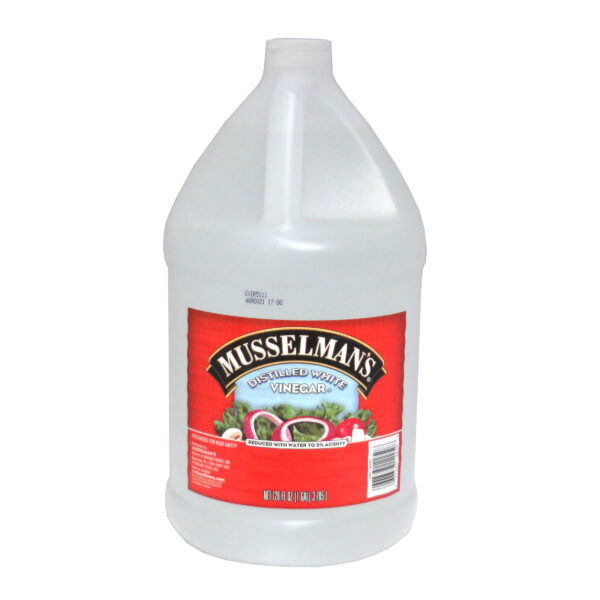 MUSSELMAN’S DISTILLED WHITE VINEGAR – 4/128 Oz Round Plastic bottles