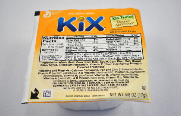 Kix Gluten Free Cereal Single Serve Bowlpak 96/0.63 OZ